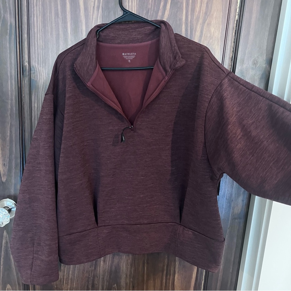 Athleta Maroon Half-Zip Pullover Sweatshirt